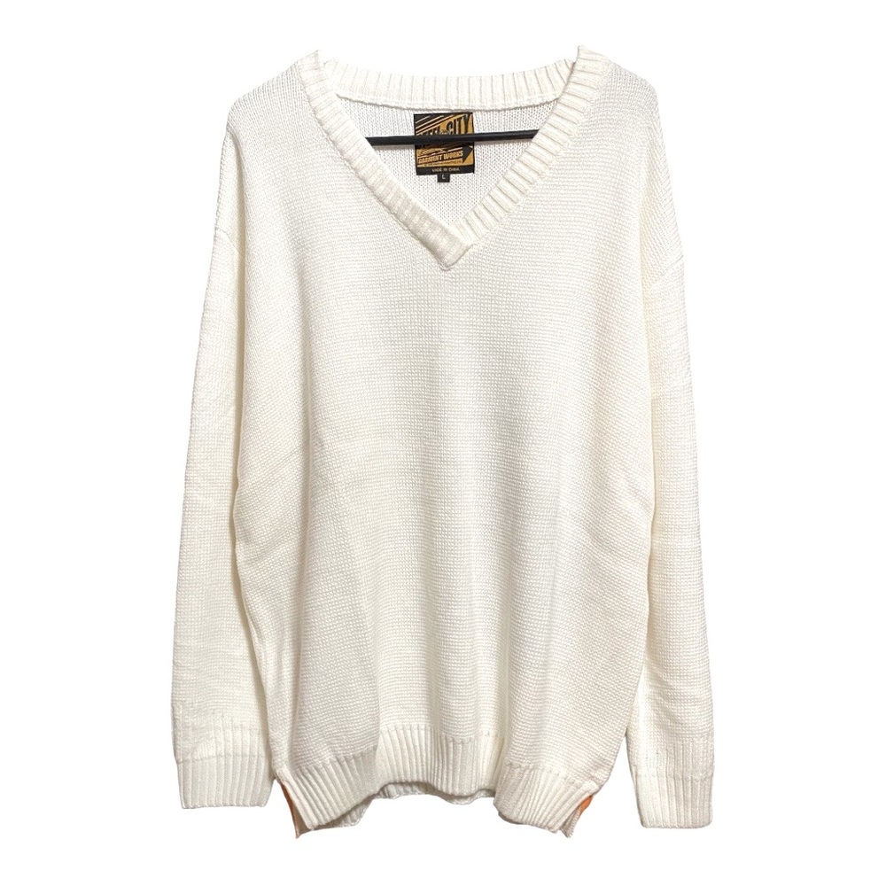 Steel City White Acrylic Long Sleeved Sweater L